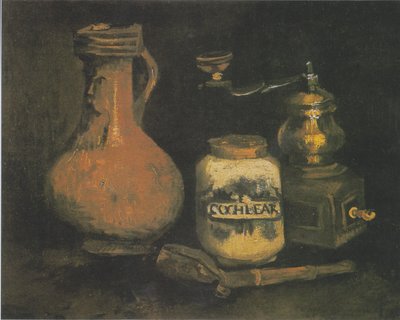 Still Life with Bartmann Jug, Coffee Grinder, and Pipe Case by Vincent van Gogh
